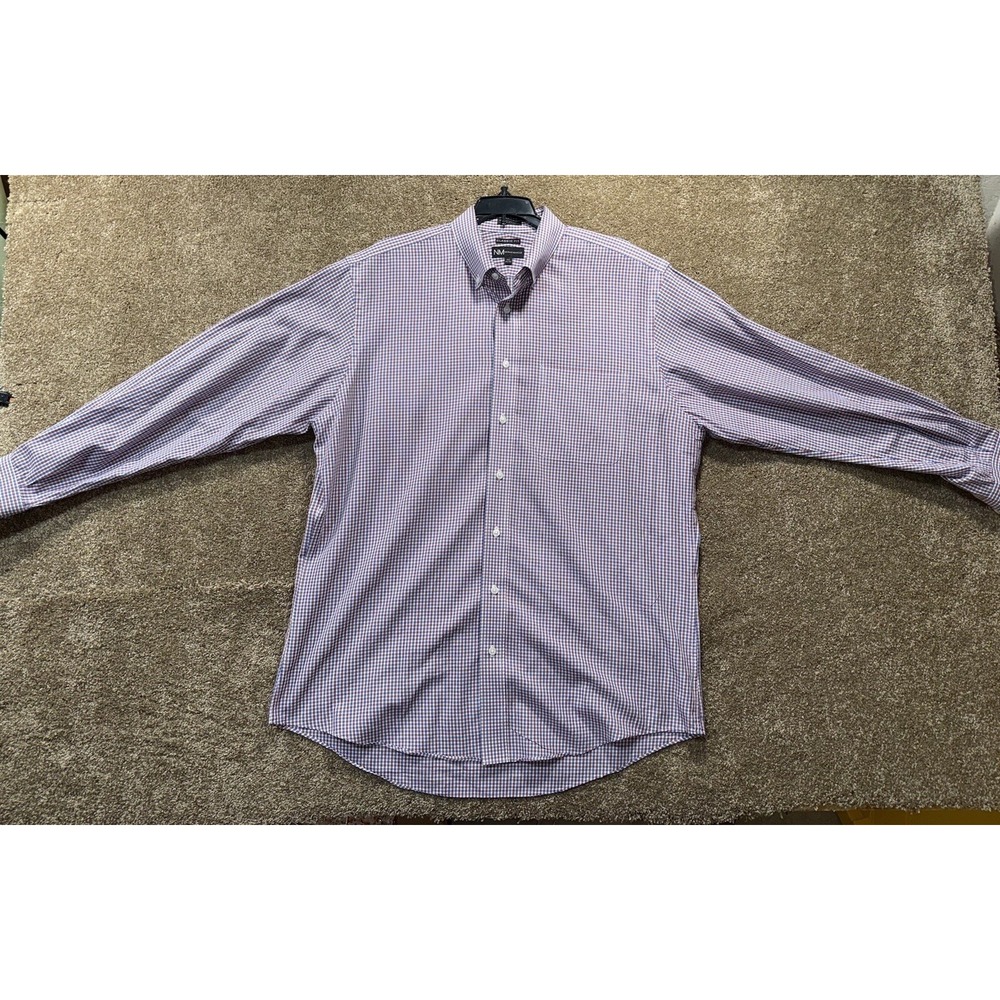 Neiman Marcus Dress Shirt Mens 16.5-34/35 80's 2-Ply Cotton‎ Classic Plaid